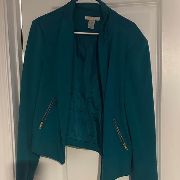 WD.NY Jackets & Blazers - WD.NY Teal Blazer with Zipper Pockets